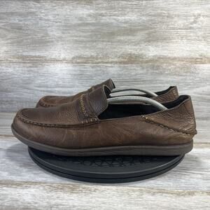 OluKai Men’s Malana Country Brown Leather Slip On Loafers Size 12